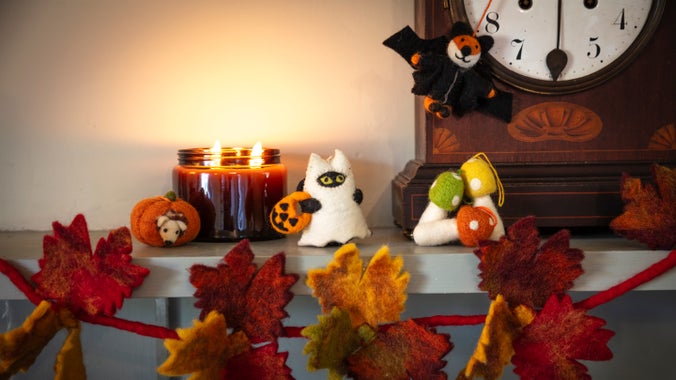 Halloween character decorations made from felt